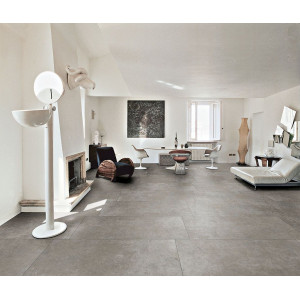 tmavá gresová dlažba GREY SOUL DARK 61x122 s matným povrchom v dekore betónu