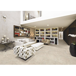 béžová gresová dlažba GREY SOUL SAND 61x61 s matným povrchom v dekore jemného betónu