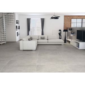 svetlosivá gresová dlažba GREY SOUL LIGHT 90x90 s matným povrchom v dekore betónu