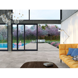 Svetlá matná gresová dlažba Tuscania Grey Soul Light 122,2×122,2 s betónovým efektom