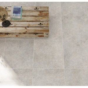 sivá gresová dlažba GREY SOUL MID 61x122 s matným povrchom v dekore betónu
