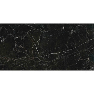 Čierna gresová dlažba Radon Negro 60x120 s lešteným povrchom s bledým žilkovaním