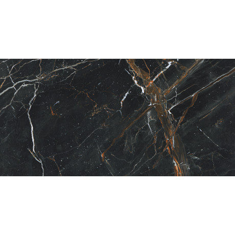 Čierna gresová dlažba Vanity Black 60x120 s lešteným povrchom v dekore mramoru
