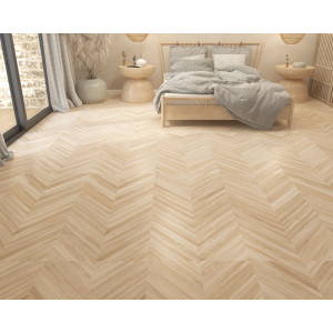 Prírodná hnedá gresová dlažba Nook Chevron Natural 60x120 s matným povrchom a vzorom rybej kosti (chevron)
