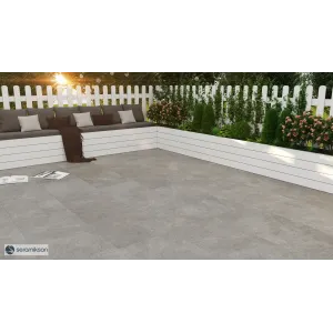 Béžová gresová dlažba Argilla Bone 60x120 s matným povrchom v prírodnom dekore umiestnená na terase