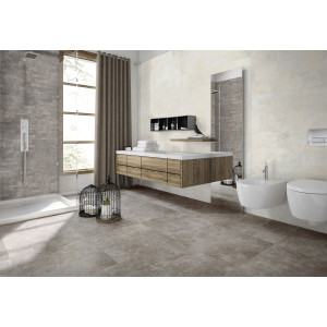 tmavá gresová dlažba GREY SOUL DARK 61x122 s matným povrchom v dekore betónu