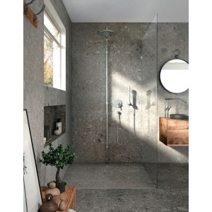 terrazzo gresová matná dlažba NORR GRA 120x120 od  MIRAGE v kúpeľni