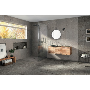 matná terrazzo dlažba NORR GRA 60x60 od MIRAGE v kúpeľni