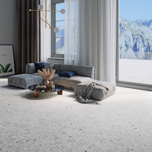 svetlá 2 cm terazzo gresová dlažba Ceppo di Gré White 61x61 s matným povrchom do exteriéru