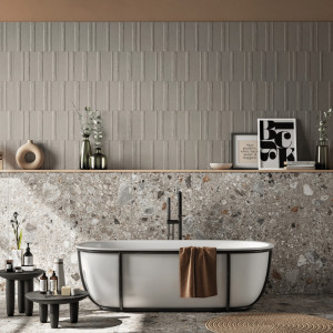 terrazzo gresová dlažba NORR FARGE 60x120 s matným povrchom a prírodnými minerálnymi štruktúrami