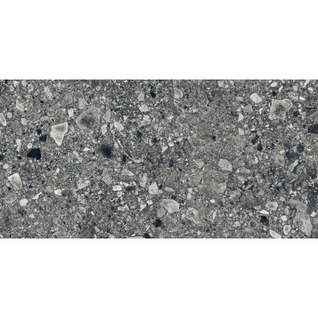 antracitová terrazzo gresová dlažba CEPPO DI GRÉ 61x122,2 s matným povrchom a minerálnym vzorom