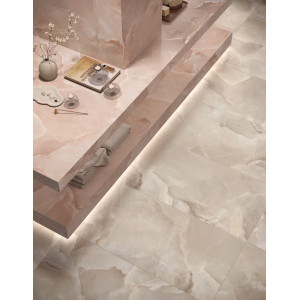 Talianska dlažba ONYCE ROSE 60x120 s ružovo-béžovým ónyxovým dekorom