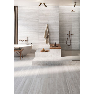 Rektifikovaná dlažba 61×122,2 cm – biely dekor, séria Dolomia Stone
