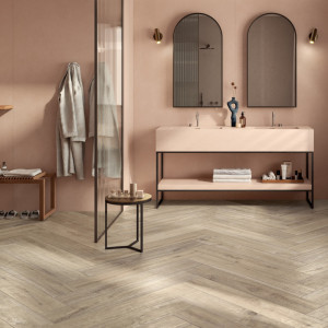 Rektifikovaná dlažba 60×120 cm – zvýšený protišmyk, béžový dekor