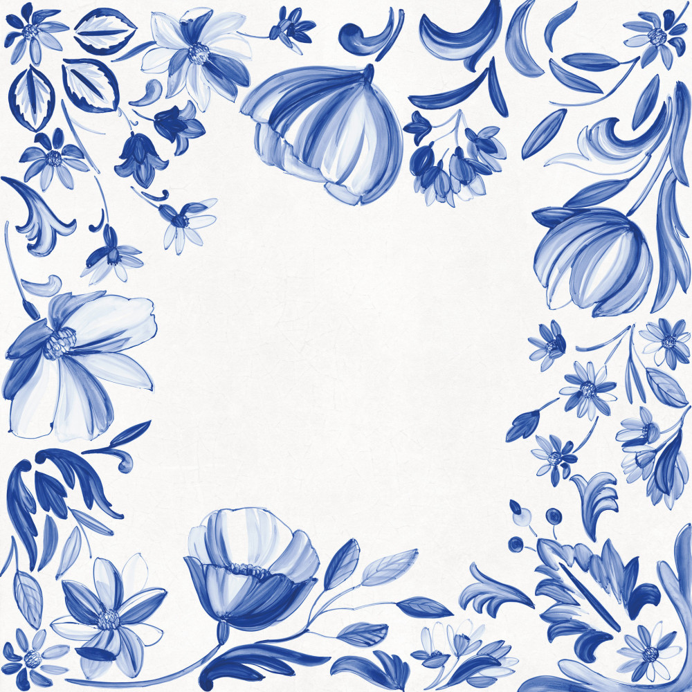 Dlažba Izumi Pottery IZ PO 80×80 – Mirage, biela s modrým vzorom