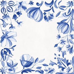 Dlažba Izumi Pottery IZ PO 80×80 – Mirage, biela s modrým vzorom