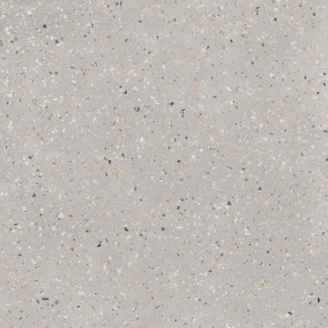 Reconcrete RO 14 od Mirage – šedá terrazzo dlažba 60×60 cm s výraznou štruktúrou