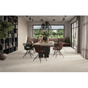 Mirage Reconcrete RO 11 – rektifikovaný gres s terrazzo efektom, béžový dekor