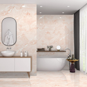Dlažba CONTINUA ONYX ROSE 60×120 s efektom ružového ónyxu – leštený povrch, Inceram.