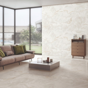 Dlažba CONTINUA ONYX IVORY 60×120 s efektom béžového ónyxu – leštený povrch, Inceram.
