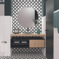 Circle Black 45×45 – čierno-biela retro dlažba s geometrickým vzorom.
