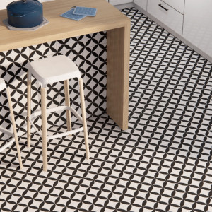 Prissmacer Cerámica Circle Black – gresová dlažba s kruhovým ornamentom.