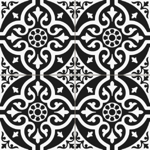 Prissmacer Cerámica Chester Black – gresová dlažba s vintage ornamentom.