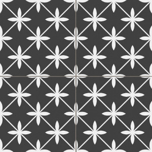 Prissmacer Cerámica Star Black – gresová dlažba s kontrastným ornamentom.