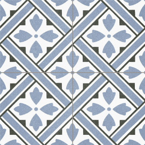 Prissmacer Cerámica Howard Blue – mrazuvzdorná gresová dlažba s ornamentom.
