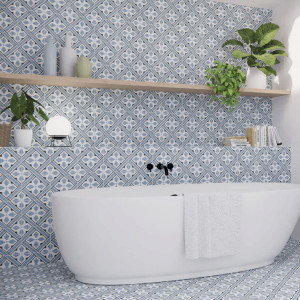 Howard Blue 45×45 je retro dlažba v modro-bielom dekore.