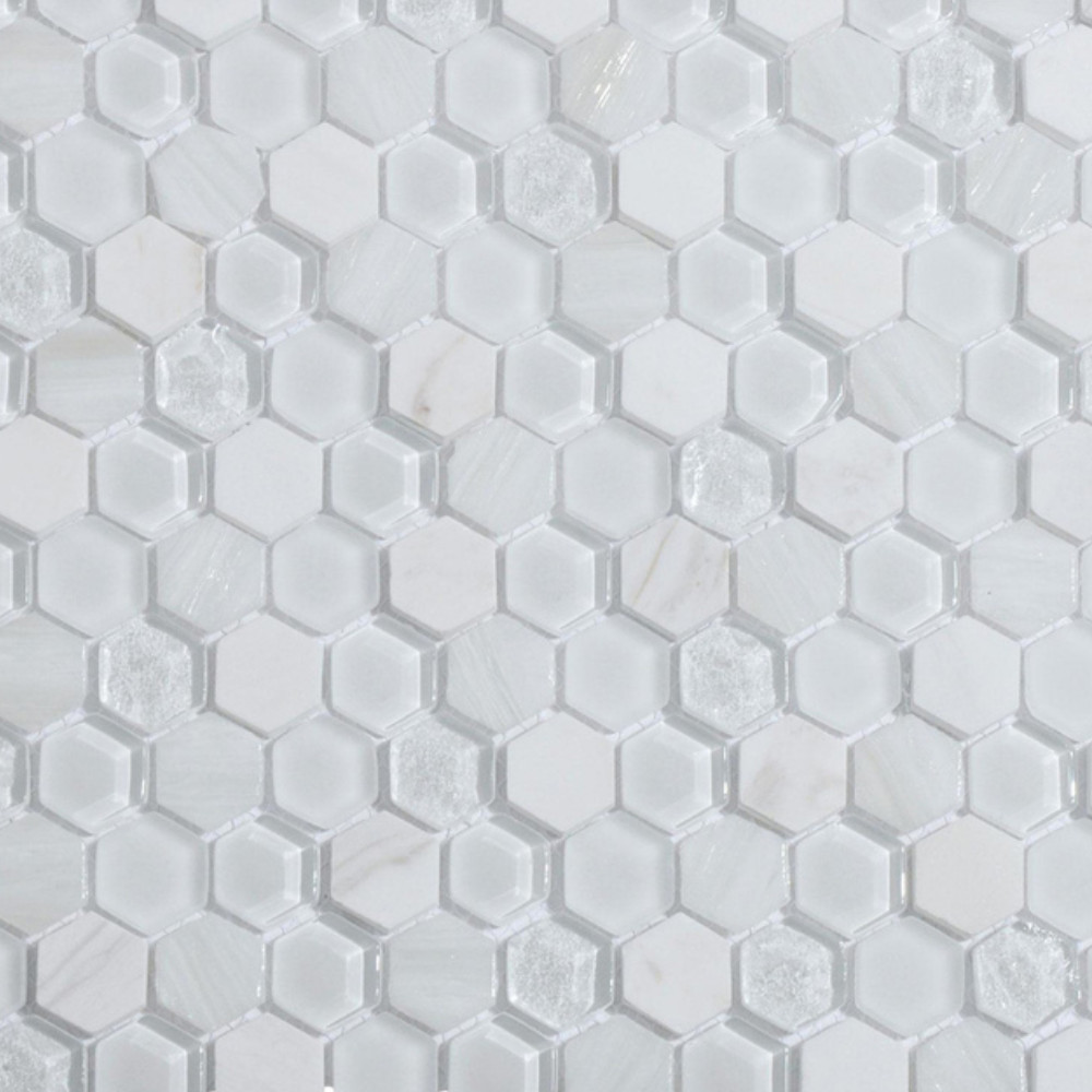Intermatex Living White – elegantná biela mozaika s krištáľovým leskom.
