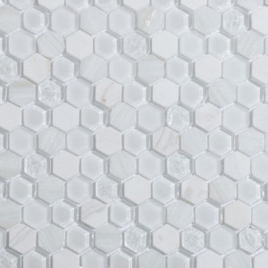 Intermatex Living White – elegantná biela mozaika s krištáľovým leskom.