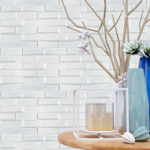 Intermatex River White – moderná lesklá mozaika v tvare tehličiek.