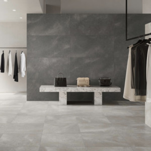 Matná dlažba HUDSON Magma – moderný betónový vzhľad v tmavej farbe.