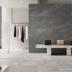HUDSON Dark Ash 60x60 je mstná dlažba s betónovým vzhľadom s minerálnou kresbou.