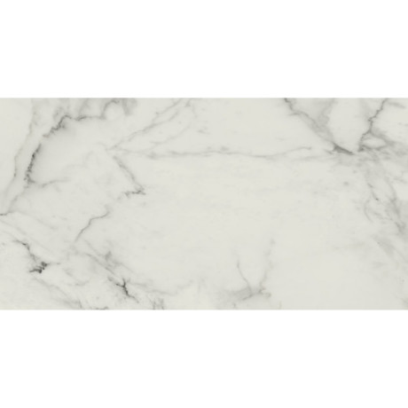 Detail bieleho mramorového dekoru 60x120 Magic White od Villeroy & Boch s jemným sivým žilkovaním.