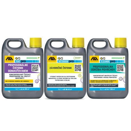 FILA KIT pre terasy a exteriérové plochy predstavuje trojicu čističov FILA pre hĺbkové aj bežné čistenie vonkajších dlažieb.