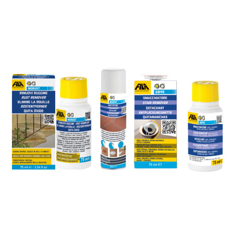 FILA KIT na odolné škvrny – trojica čističov FILA na organické, olejové a hrdzavé škvrny.