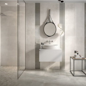 Sivá dlažba imitácia betónu SPOTLIGHT GREY 120×260 od Villeroy & Boch.