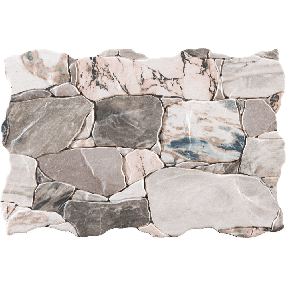 Obklad z červenej hliny MEDELLIN PERLA 34x50 v sivých a krémových tónoch.