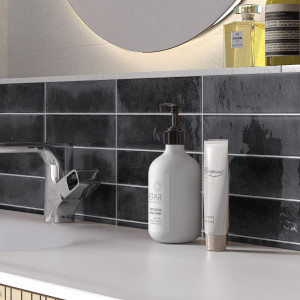 Cifre Jazba Anthracite 6x24,6 lesklý retro metro obklad antracitová