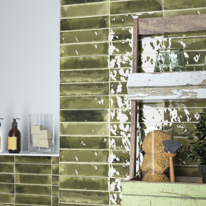 Cifre Jazba Olive 6x24,6 lesklý retro metro obklad zelená