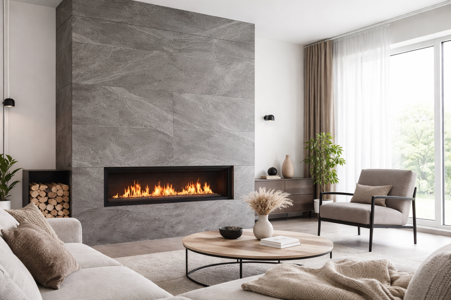 Kamenný obklad na krb v gresovom prevedení