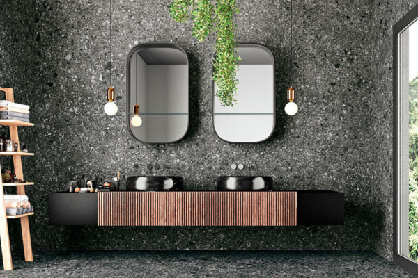 čierna terazzo dlažba