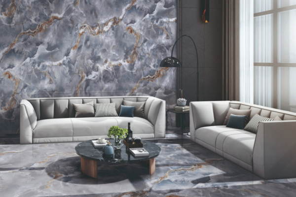 modrý mramorový obklad